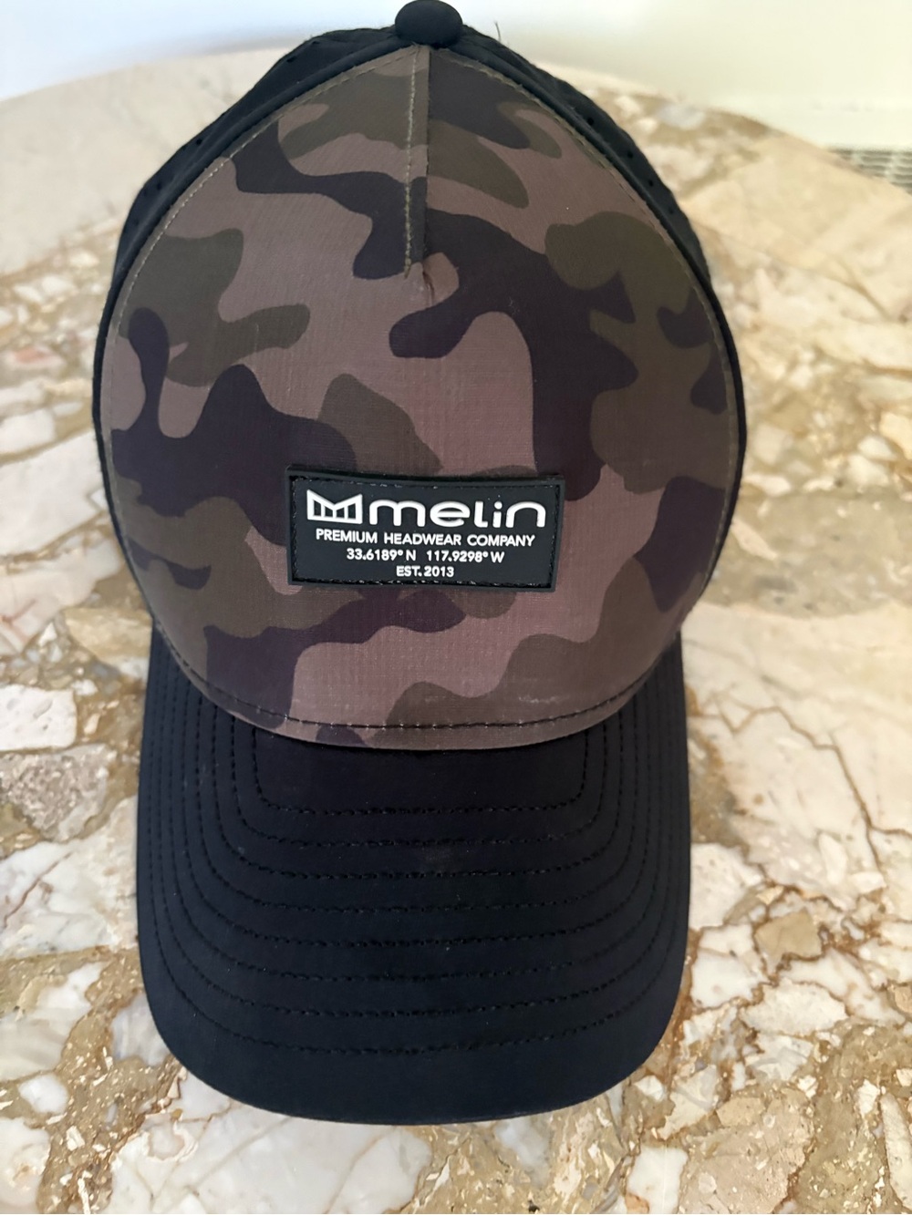 Melin Hydro Odyssey Trucker Hat Camo Black Snapback OS Premium Headwear NWOT